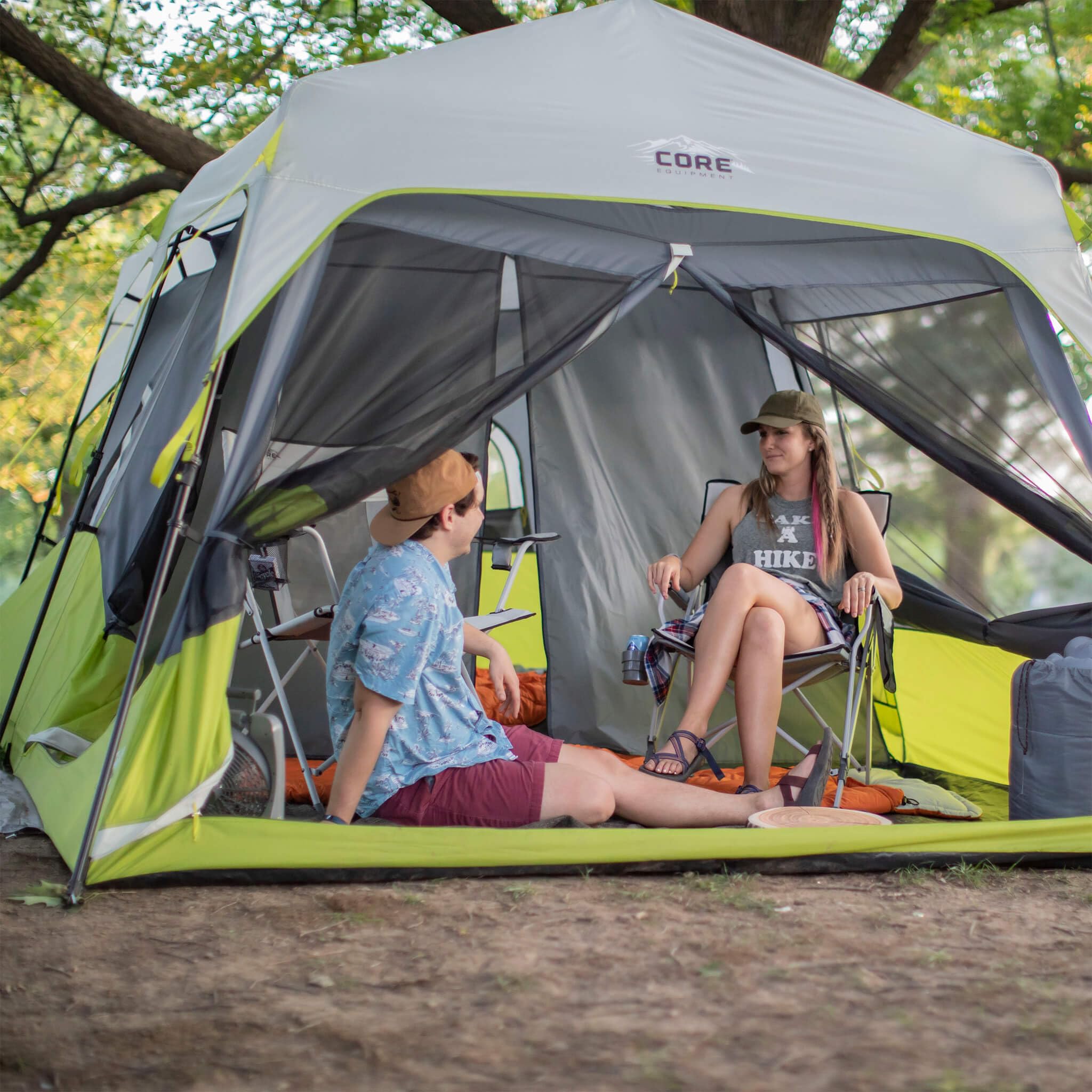 CORE cabin tent sealed seams and taped rainfly help seal out light rain.