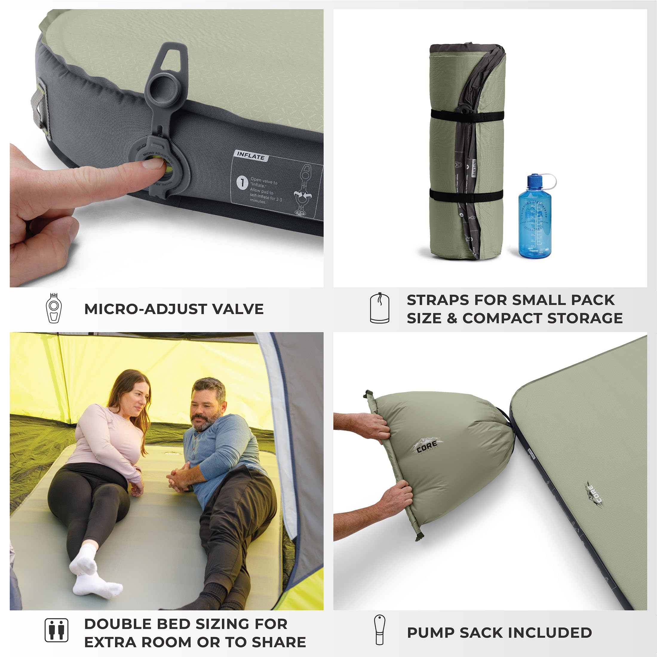 CORE bed durable construction with soft touch top for rugged outdoor use.
