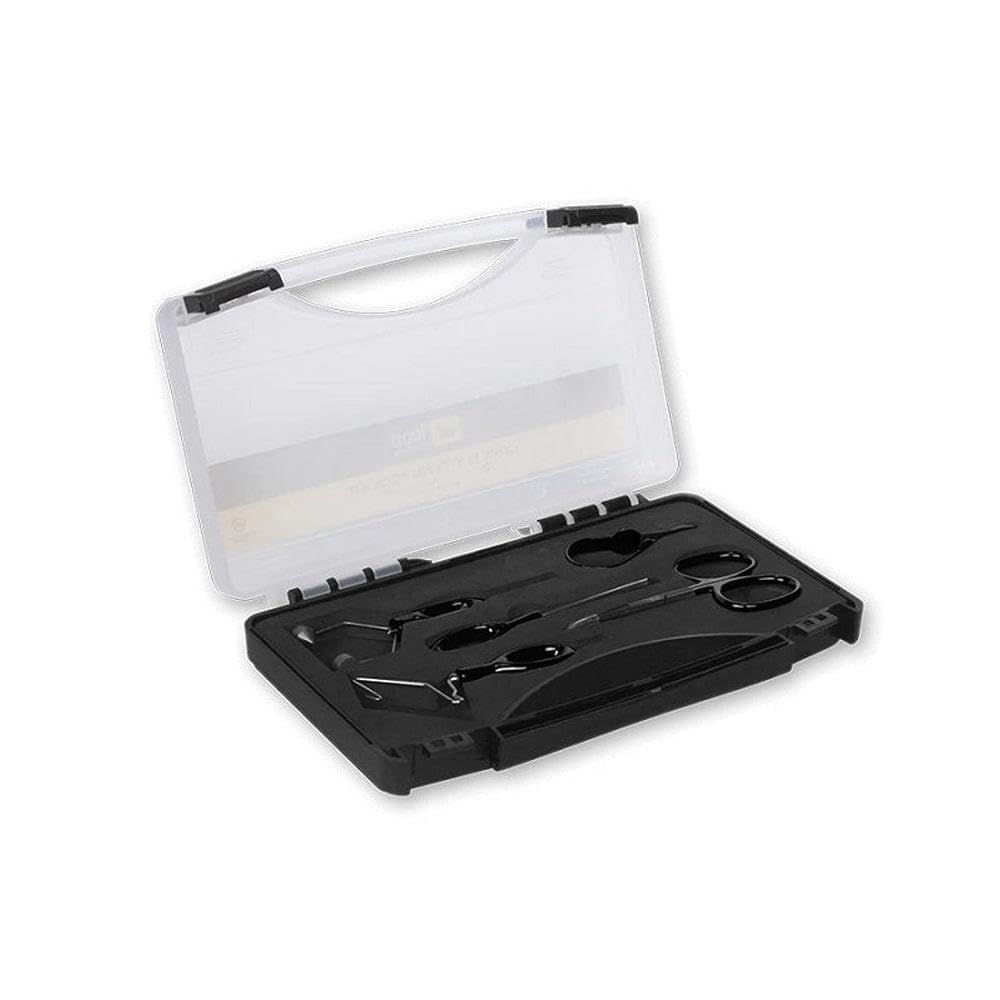 Ergo Bodkin, Bobbin, and Scissors arranged in tool kit