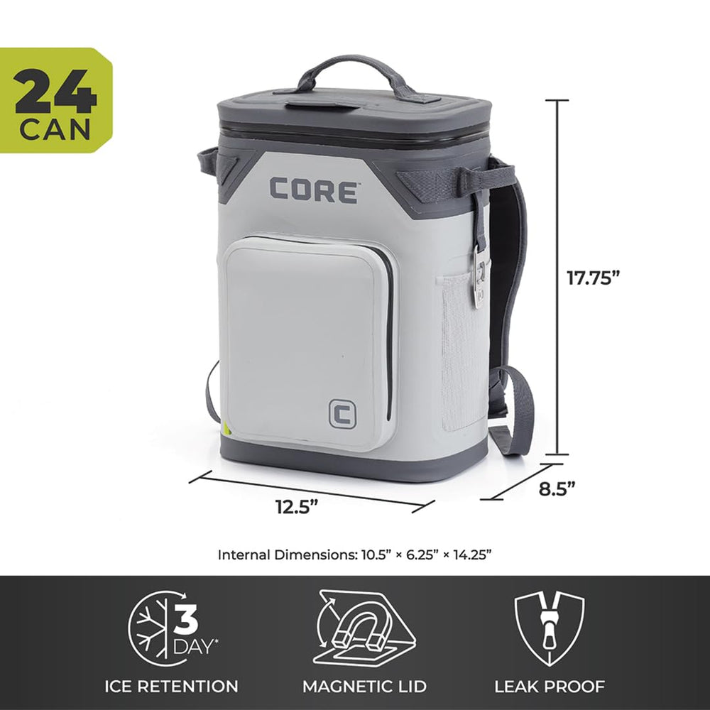 CORE waterproof front pocket keeps essentials dry and accessible.