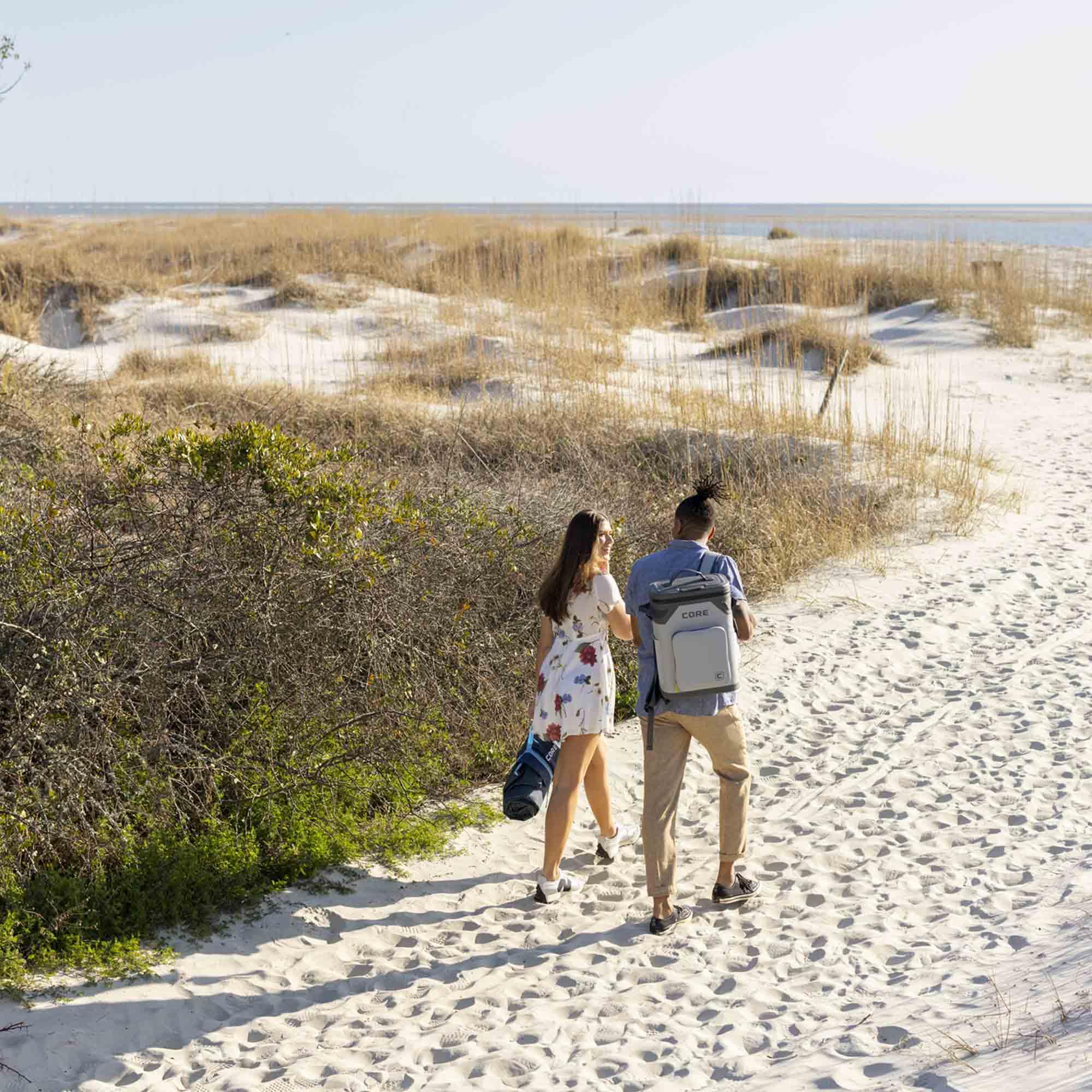 CORE front-pocket waterproof keeps essentials dry on beach days and picnics.