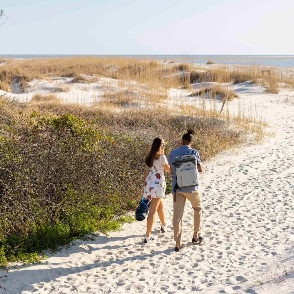 CORE front-pocket waterproof keeps essentials dry on beach days and picnics.