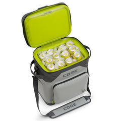 CORE magnetic leak-proof soft cooler front view showing 36-can capacity for family picnics