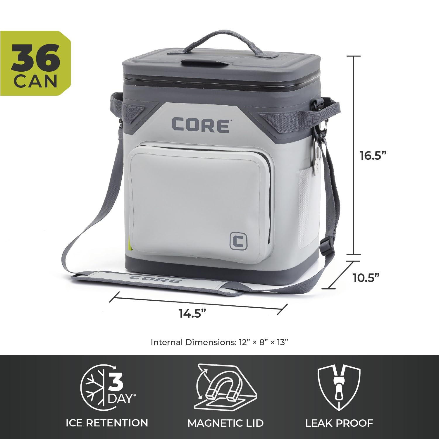 CORE 36-can capacity highlighted in use at lake day with friends