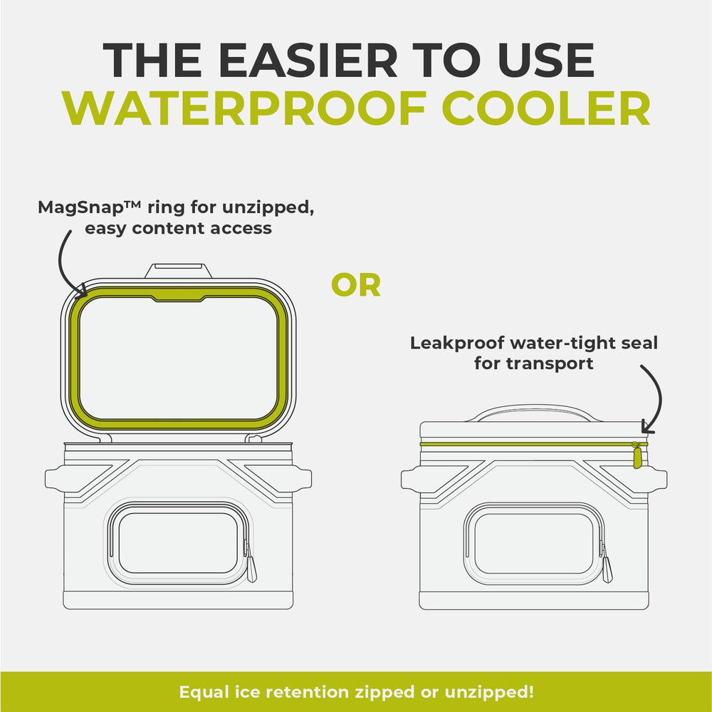 CORE magsnap 12-can soft cooler lid open for quick access to beverages