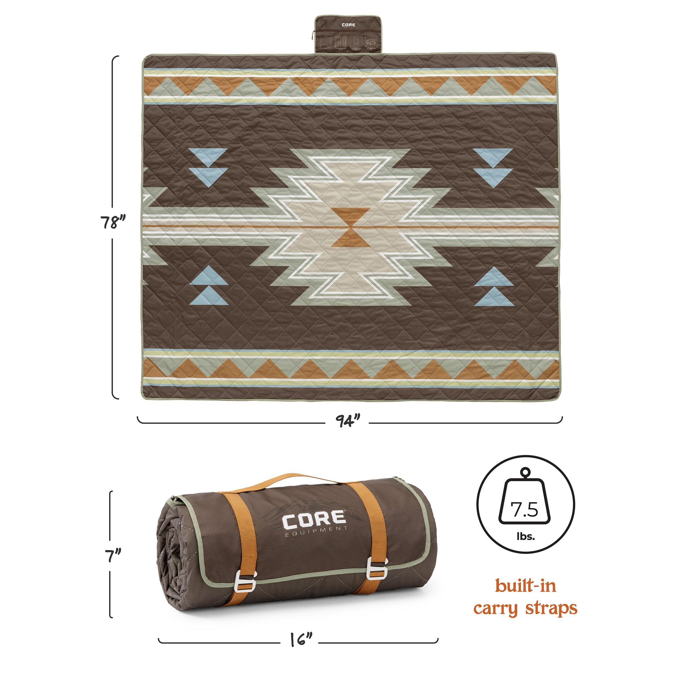 CORE Outdoor Weighted Blanket camping-rug demonstrates weatherproof fabric that stays dry in damp grass.