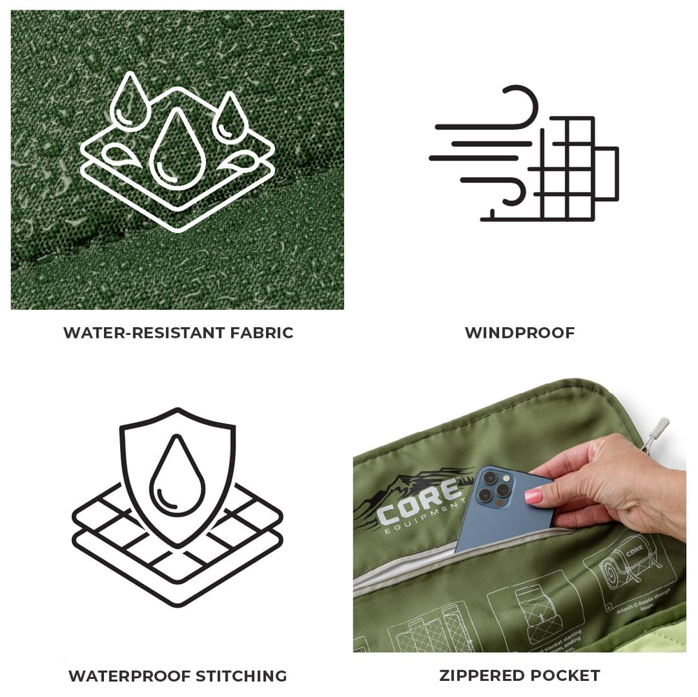 CORE Outdoor Weighted Blanket integrated handle simplifies transport and setup