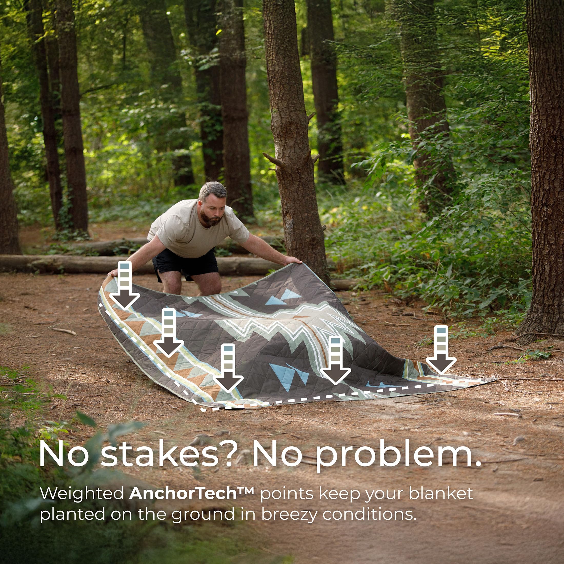 CORE Outdoor Weighted Blanket stadium-blanket shows easy handling with built-in straps and carry handle.