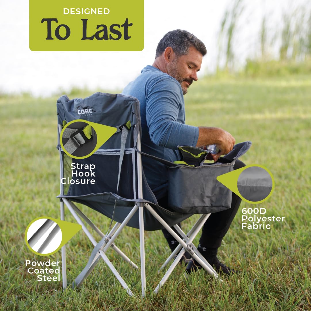 CORE padded quad chair folded compactly in carry bag for transport