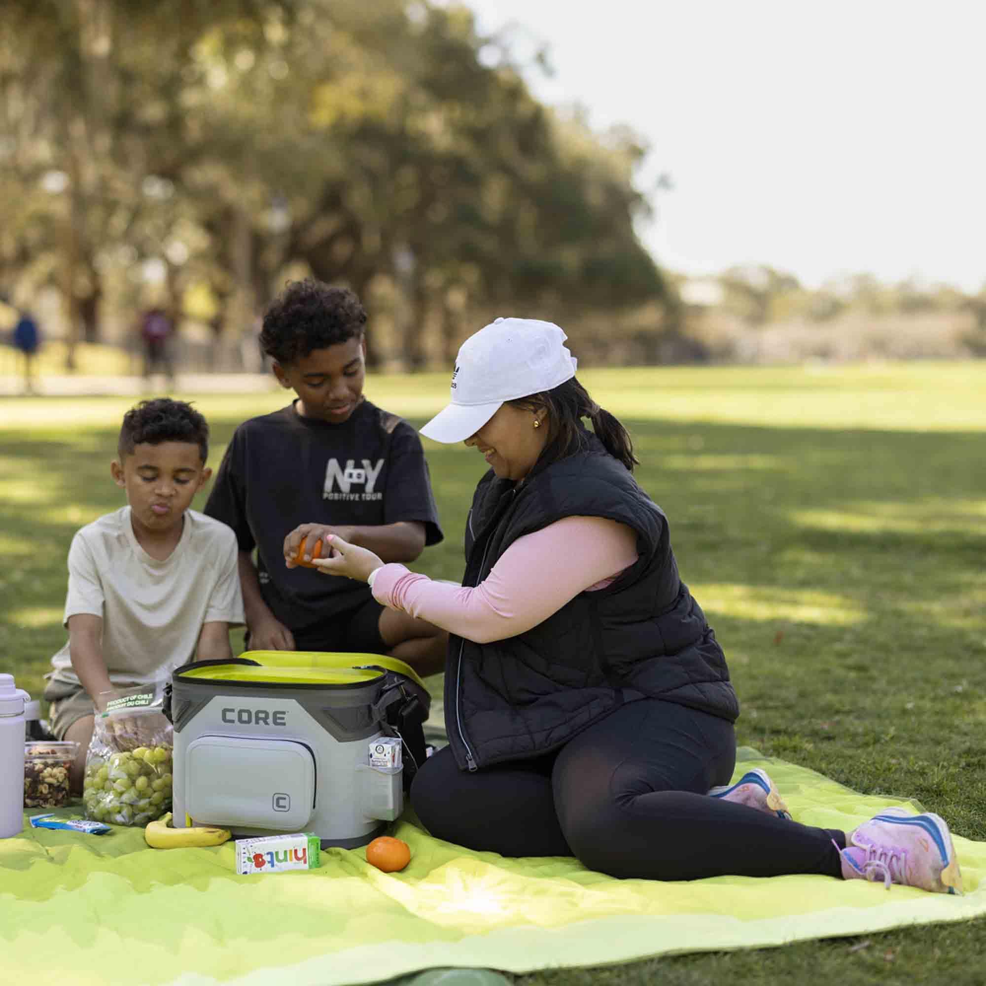CORE reinforced fabrics endure rugged wear for camping and beach days.