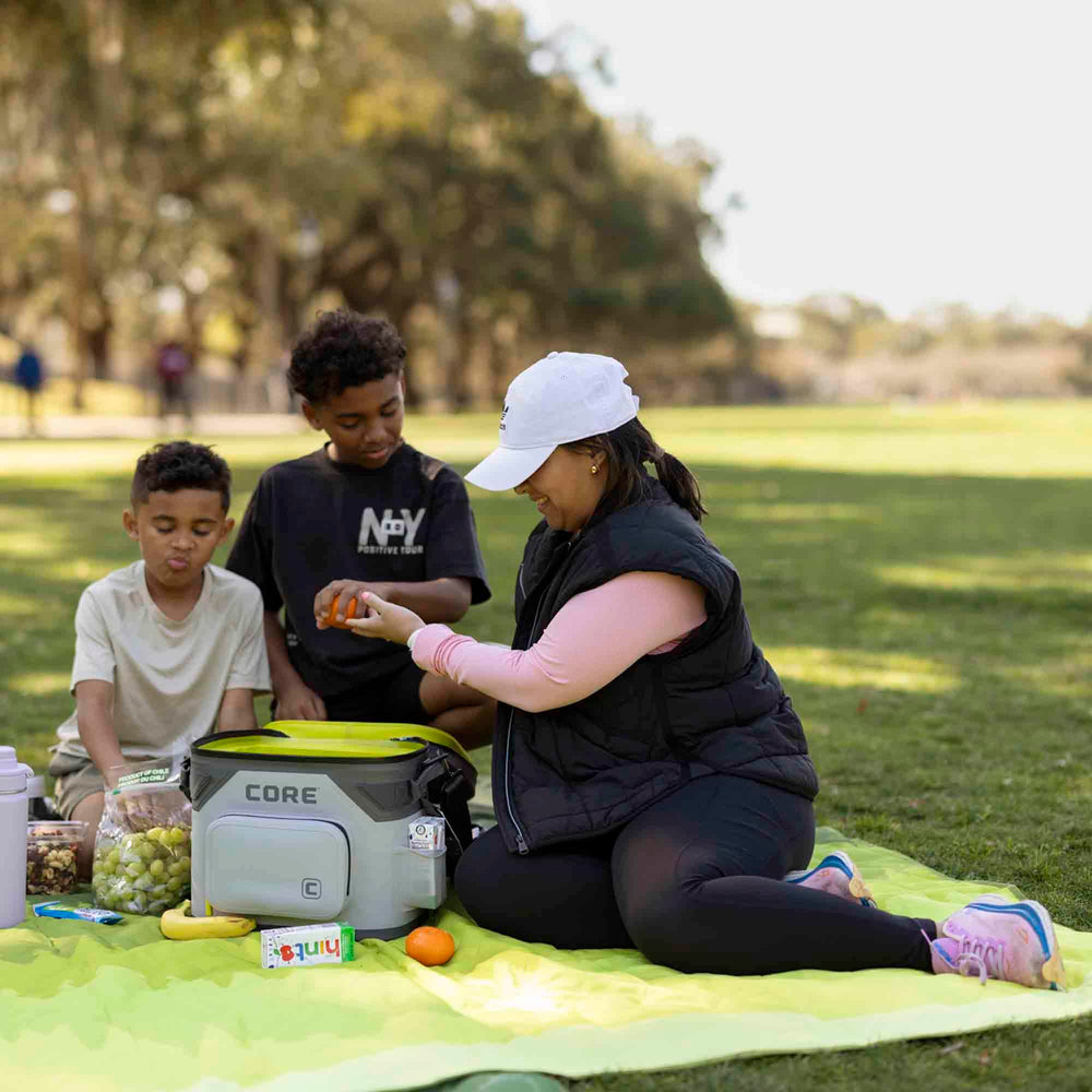 CORE reinforced fabrics endure rugged wear for camping and beach days.