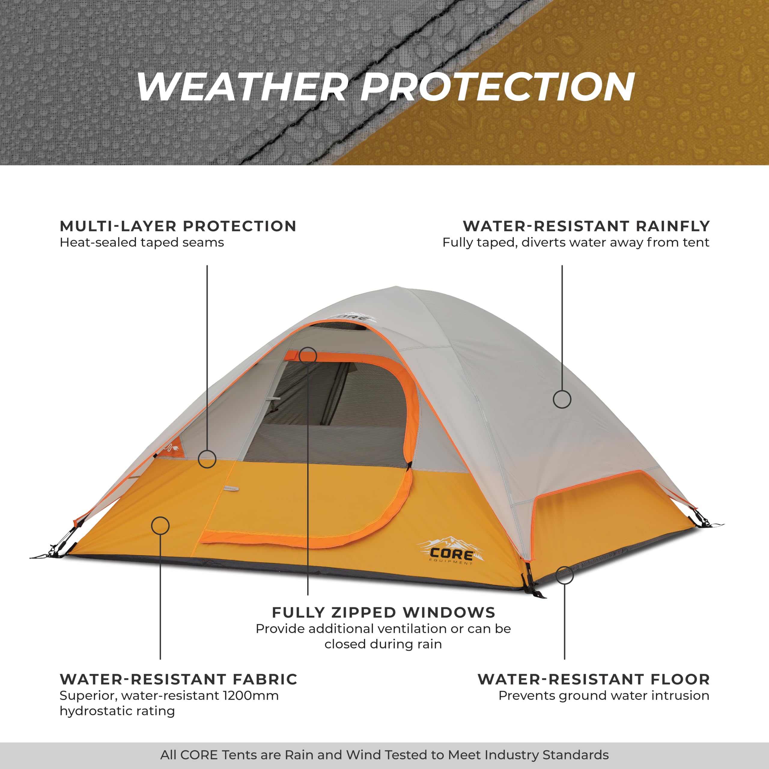 CORE Tent 3 Person dome design is highly portable for hiking and family trips.