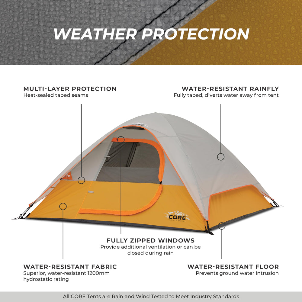 CORE Tent 3 Person dome design is highly portable for hiking and family trips.