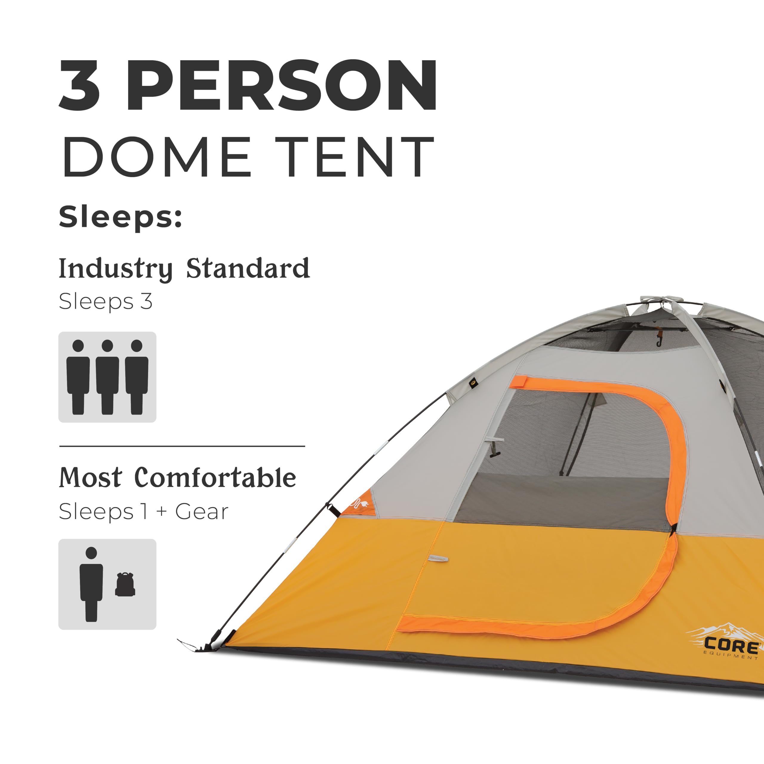 CORE Tent 3 Person interior with gear loft keeps essentials within reach.