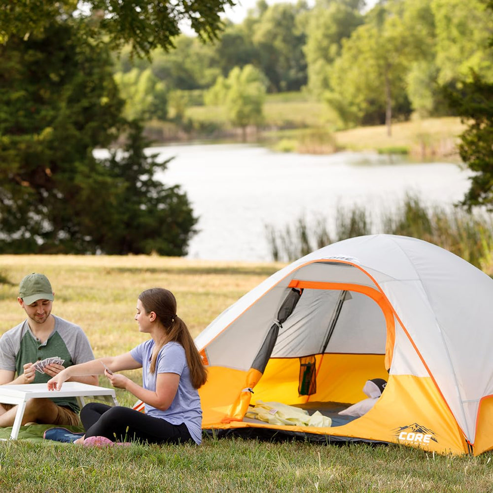 CORE Tent 3 Person storage pockets help organize small items during camping.