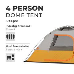 CORE tent 4-person sleeping area fits a queen air bed and two people comfortably