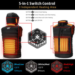 COREEDGE heated vest 5-in-1 control allows customizable comfort on the go.