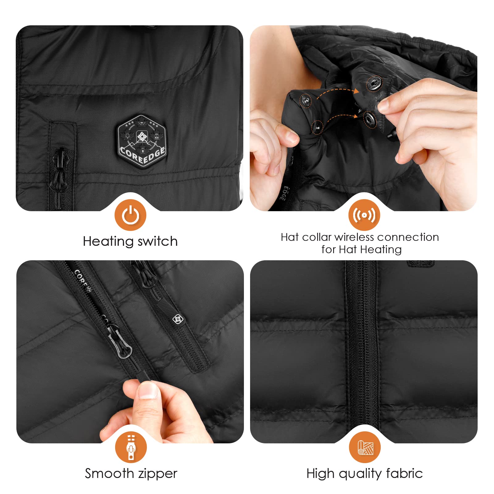 COREEDGE heated vest worn while skiing for on-the-go warmth