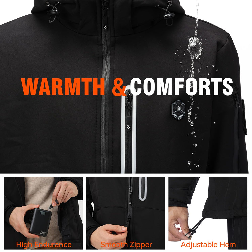 COREEDGE garment features hem drawstrings to seal warmth against chilly winds