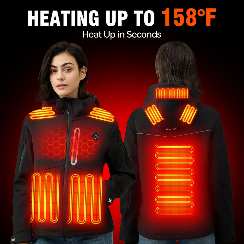 COREEDGE Women's Heated Jacket back view highlighting core warmth for chilly commutes