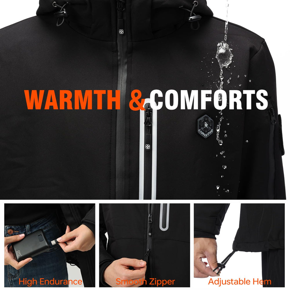 COREEDGE Women's Heated Jacket close-up heating panels showing eight zones for targeted warmth