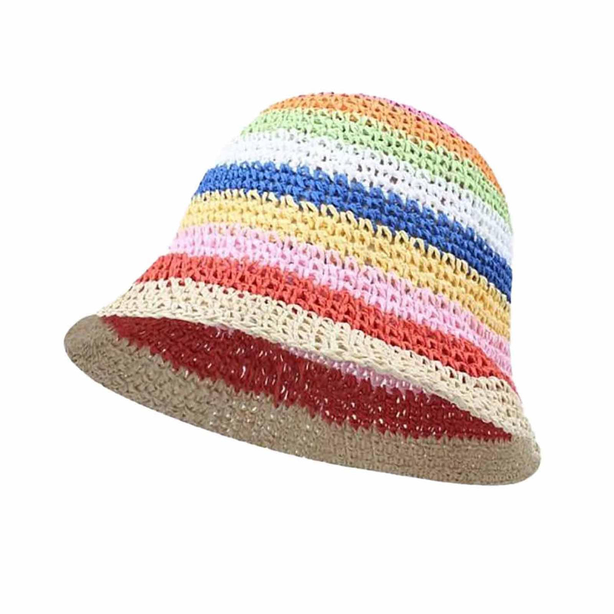 Coriresha rainbow crochet sun hat for bright days and stylish shade.