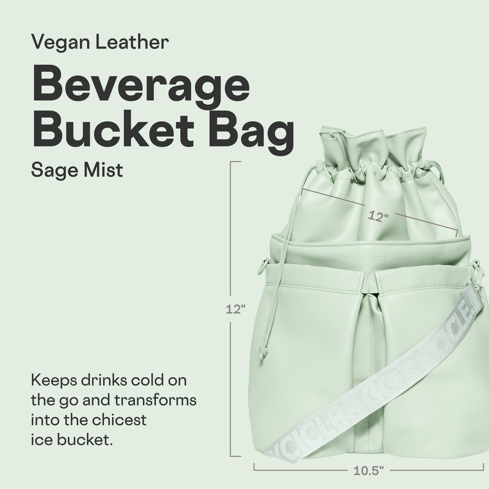 Corkcicle Beverage Bucket Cooler Bag Periwinkle open mouth for quick serving.