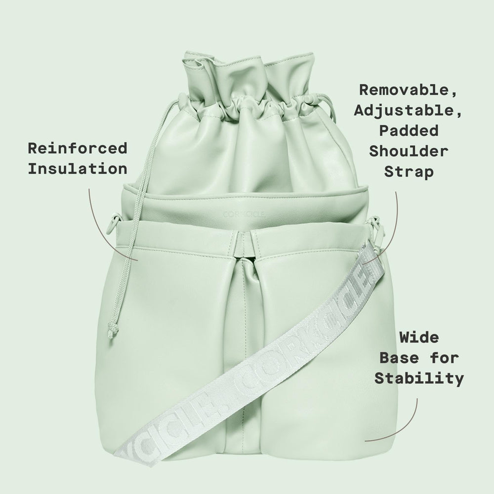 Corkcicle Beverage Bucket Cooler Bag Periwinkle water-resistant exterior resists splashes outdoors.