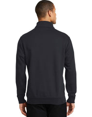 CornerStone half zip job shirt back view highlighting relaxed fit for easy layering