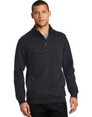 CornerStone half zip job shirt chest pocket detail with secure pocket and hook-and-loop closure