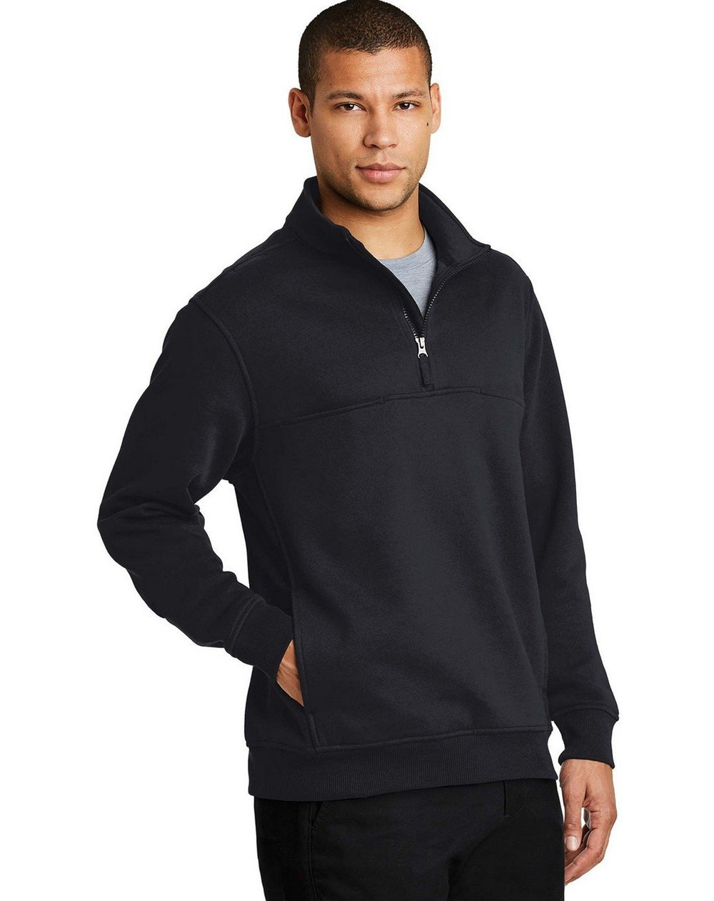CornerStone half zip job shirt front view showing accessible pockets for on-the-job storage