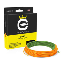 Cortland bass floating fly line 100ft in Lilly Green/Hot Orange for quick bass casts.