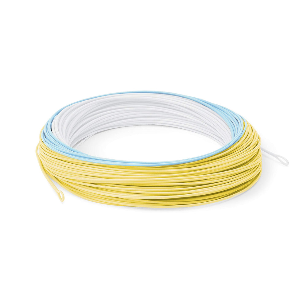 Cortland Bonefish line in white, sky blue, pale yellow; saltwater precision casting on flats