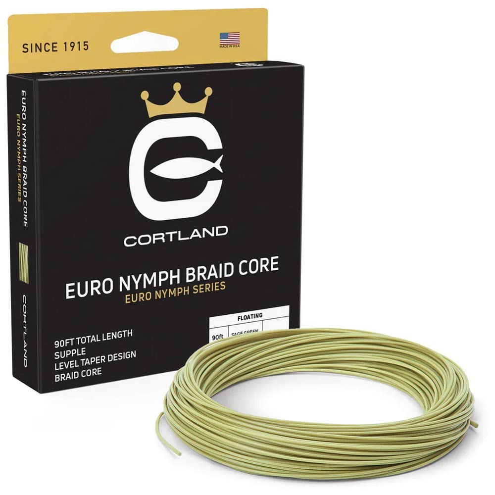 Cortland Euro Nymph Braid Core Fly Line level 022 in sage green for precise nymphing