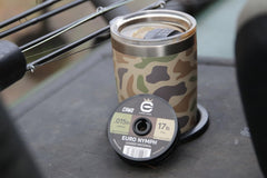 Close-up of camouflage Euro Nymph Nylon Leader showing slick finish.