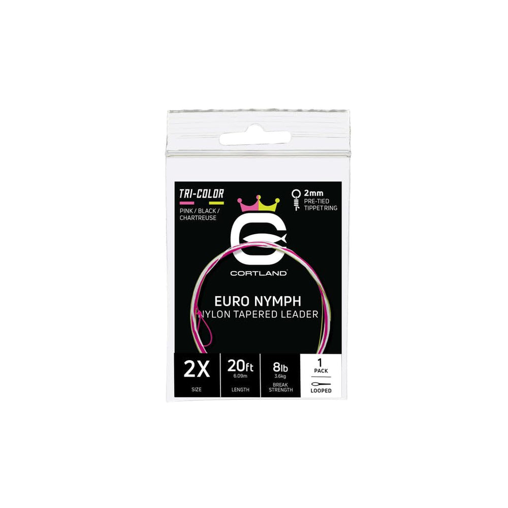 Cortland Euro Nymph Tapered Leader 4X, 1-pack, 4 color options
