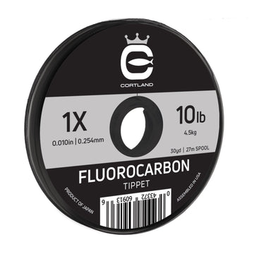Cortland fluorocarbon tippet 30yd 1X for stealthy trout fishing with strong knots