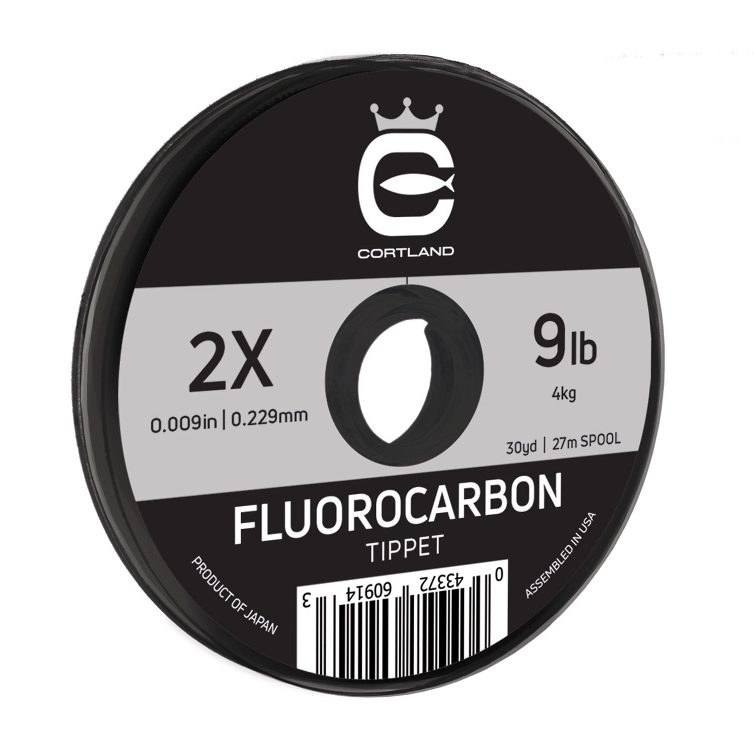 Cortland Fluorocarbon Tippet 30yd, 2X-9lb, ideal for stealthy trout presentations.
