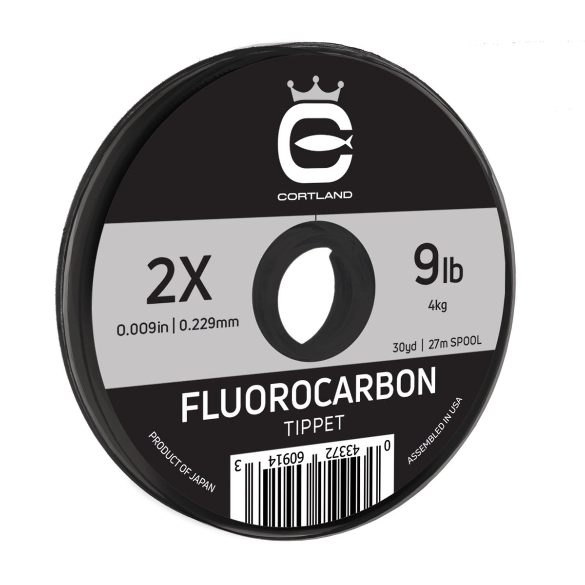 Cortland Fluorocarbon Tippet 30yd, 2X-9lb, ideal for stealthy trout presentations.