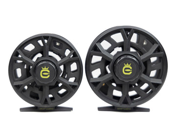 Cortland Guide Series reel showing center disc drag for smooth stopping power.