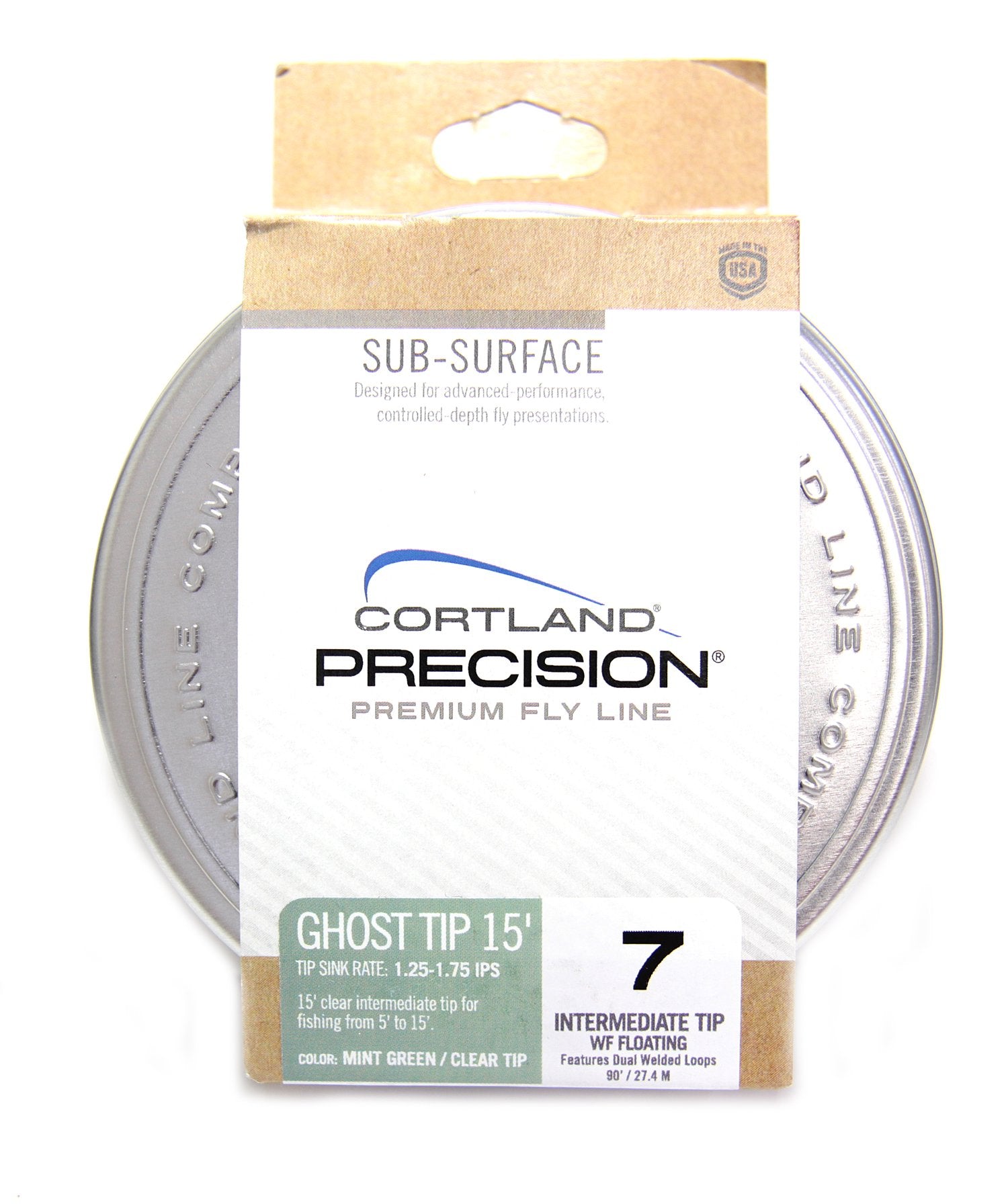 Cortland Precision Ghost-Tip 15ft WF7F/I fly line with clear tip and mint green body