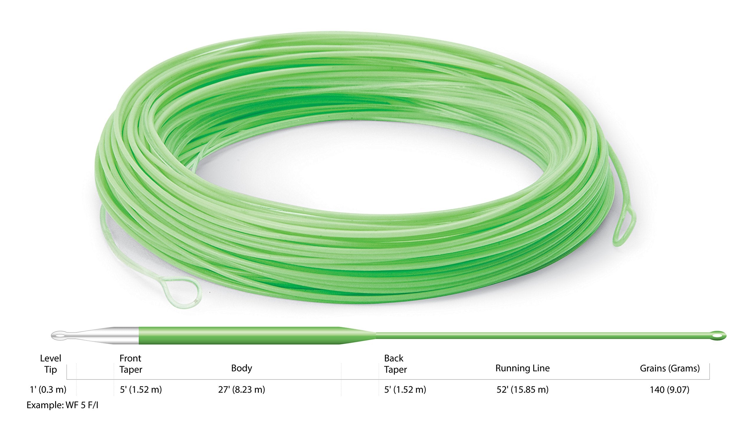 Line displayed in full length for Cortland Ghost Tip 15ft fly line
