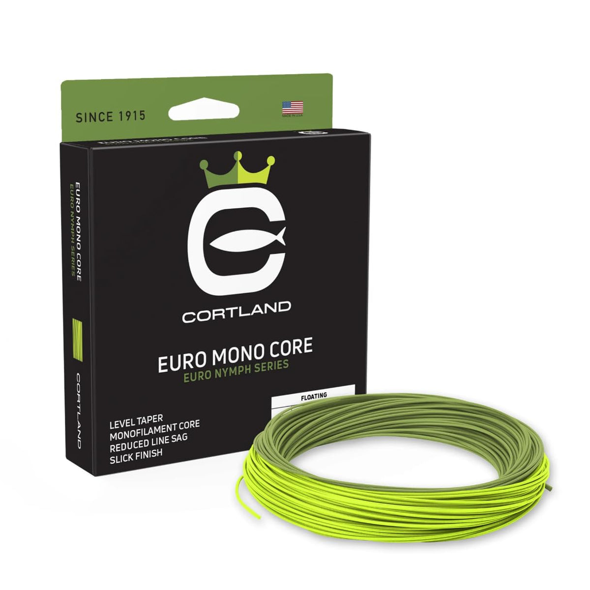 Cortland Euro Mono Core Fly Line - Gecko Green/Chartreuse - 90 ft - Level