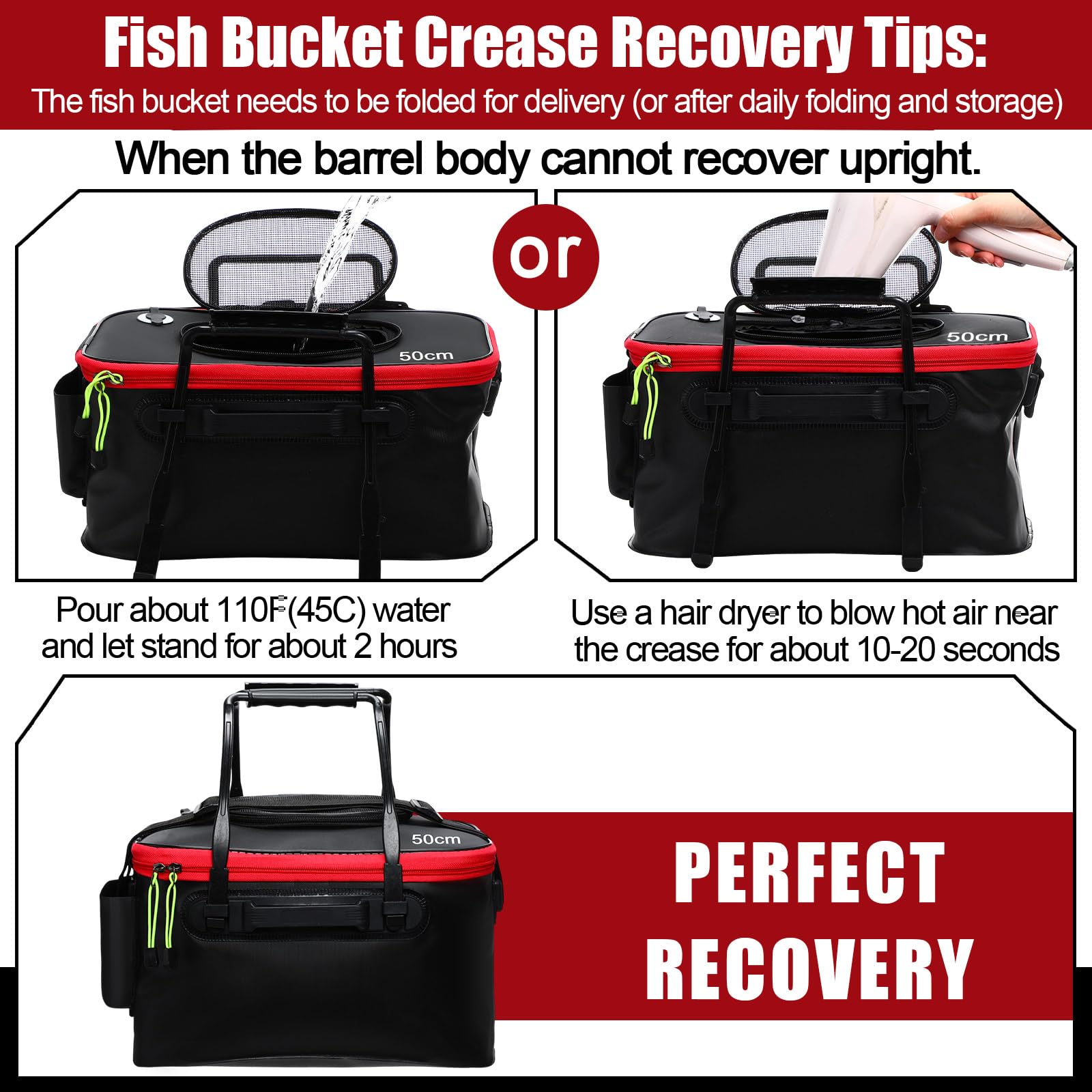 Multipurpose use as bait bucket, ice fishing bucket and live bait keeper
