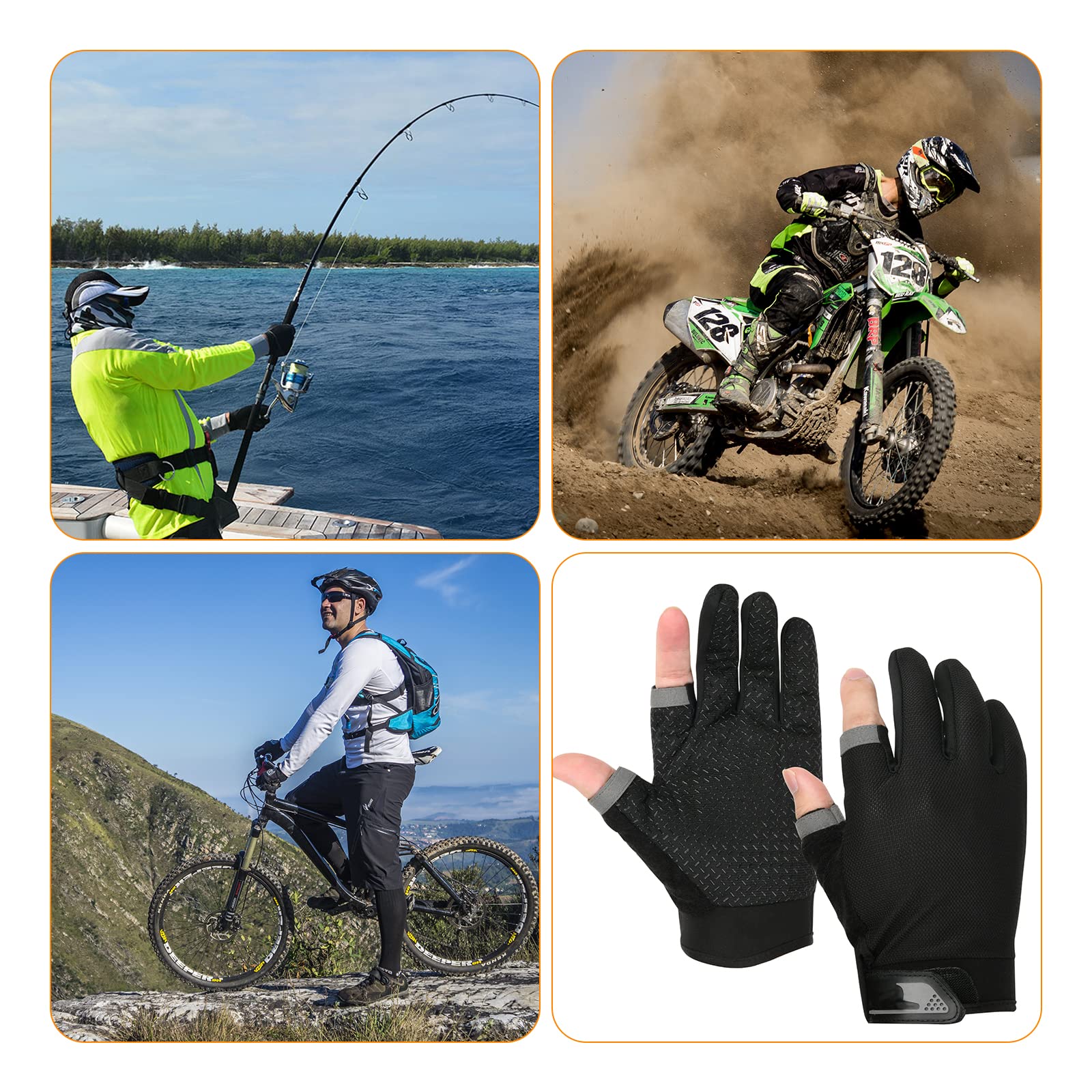Gloves suitable for motorcycling, hiking, running and outdoor activities