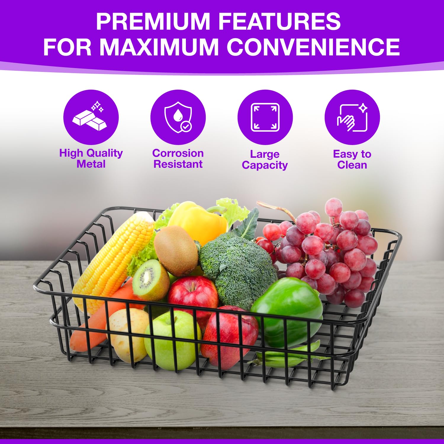 COSPARX open-wire design promotes air circulation to keep items fresh.