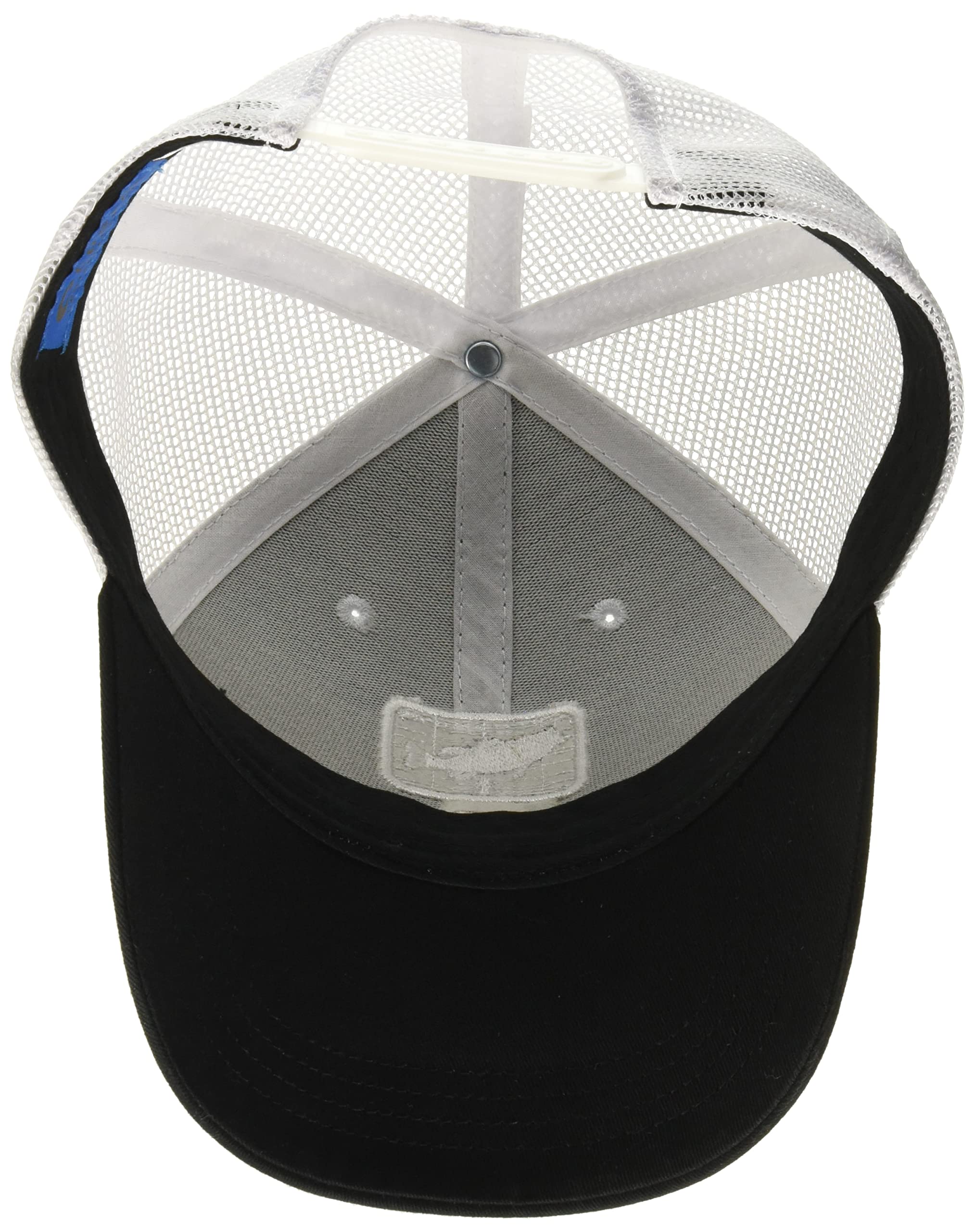 Costa XL Trucker Hat Bass Black White - bass design applique close-up