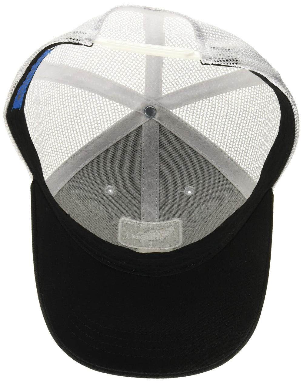 Costa XL Trucker Hat Bass Black White - bass design applique close-up