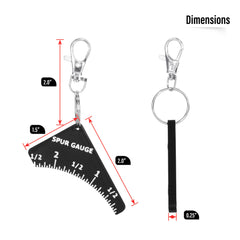 Costume Wizard keychain clip keeps spur gauge accessible on vest or pack.