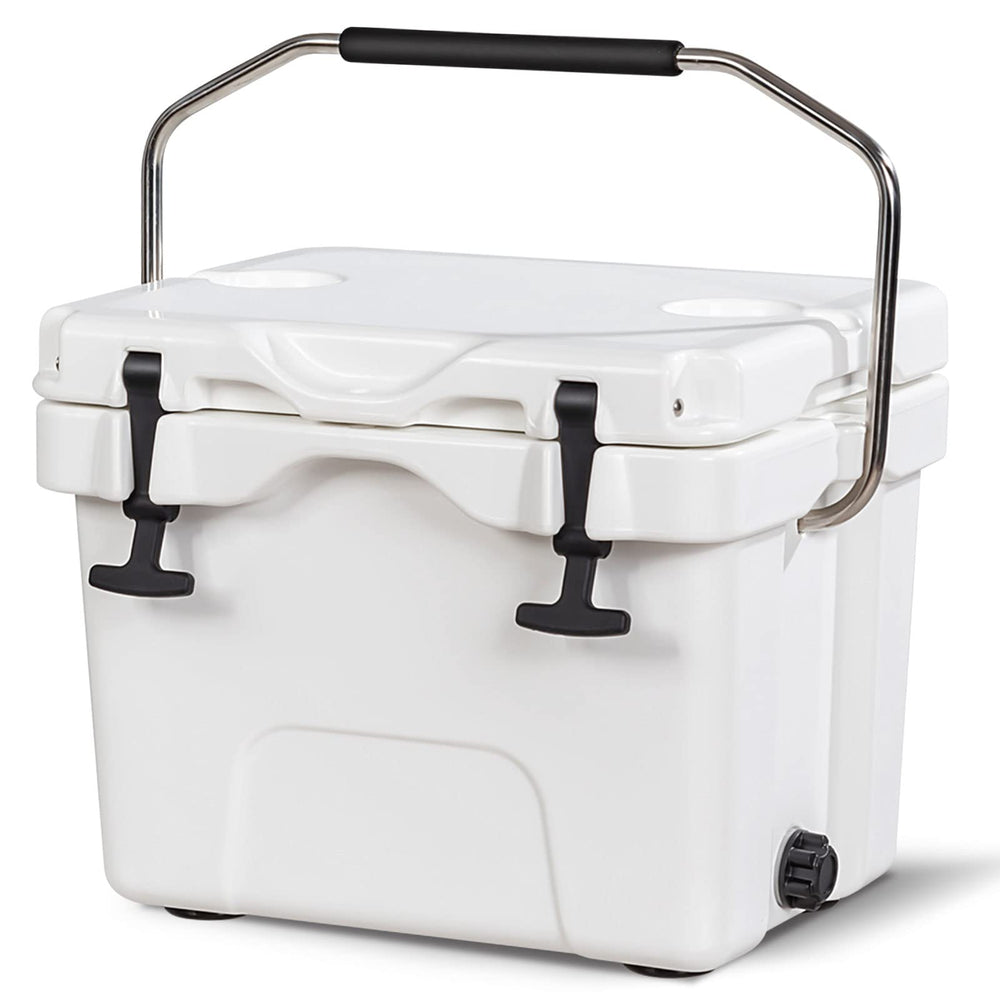 Costway 16-quart camping cooler showing ample capacity for drinks and snacks.